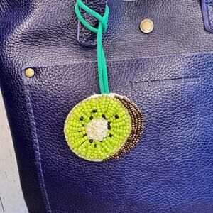 Kiwi Bag Charm Yellow Kiwi Fruit Green Purse Charm NEW FAST SHIP Beaded Charms